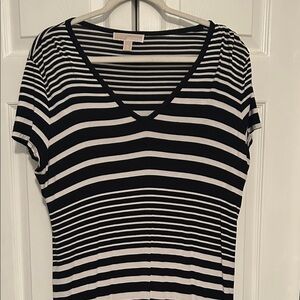 Michael Kors Striped V-Neck Women’s maxi Dress Black  & White